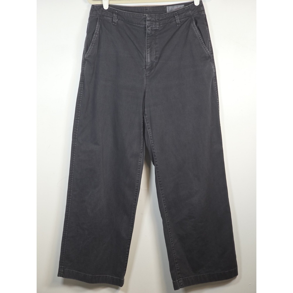 Gap Womens Size 10 Wide Leg Black Loose Cotton Khaki Denim Pants Trousers Slacks
